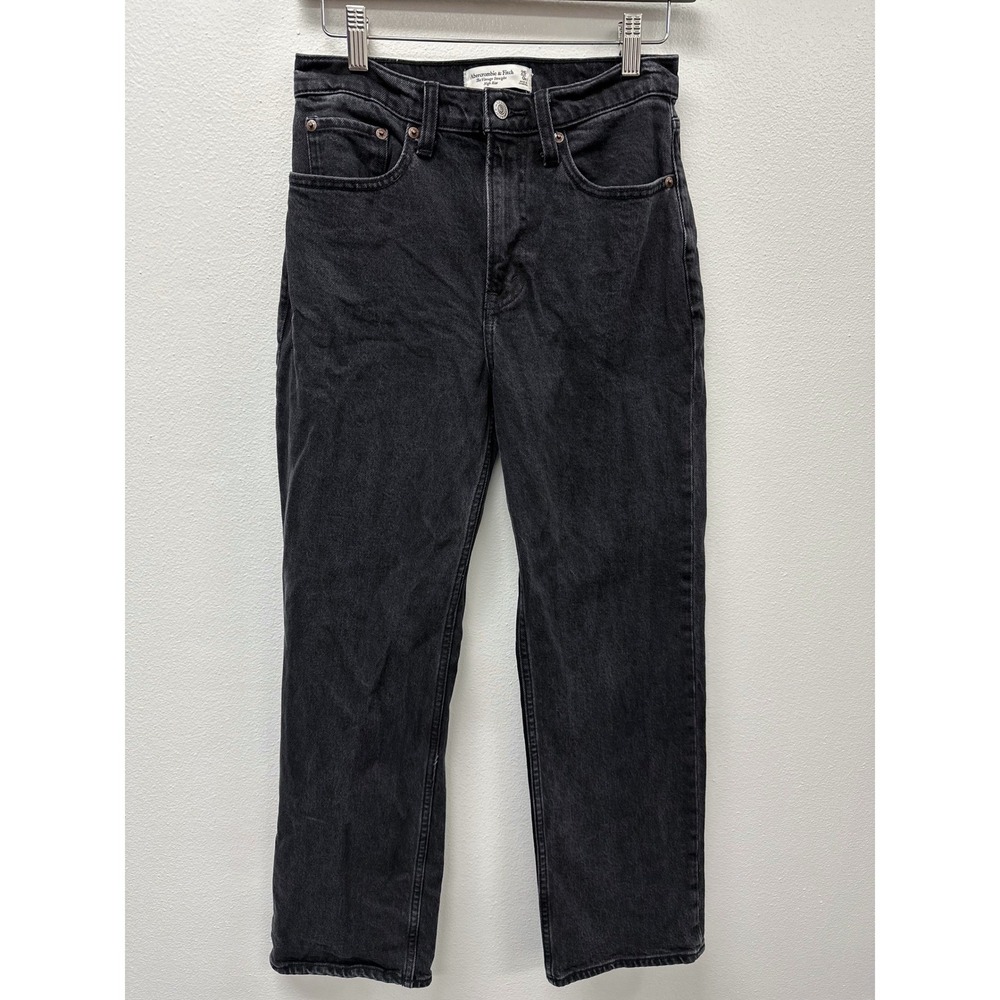 Abercrombie & Fitch The Vintage Straight High Rise Jean Washed Black 25 - Picture 2 of 5